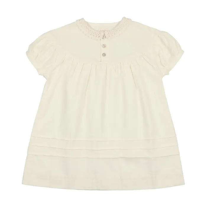 Analogie Linen Dress Short Sleeve Cream Analogie Earrings