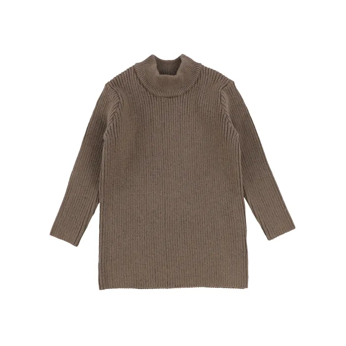 Earrings Lil Legs Knit Mock Neck Top Cocoa Lil Legs