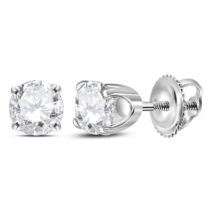 Earrings mayamila 14kt White Gold Unisex Round Diamond Solitaire Stud Earrings 58 Cttw Earrings mayamila 14kt White Gold Unisex Round Diamond Solitaire Stud Earrings 58 Cttw