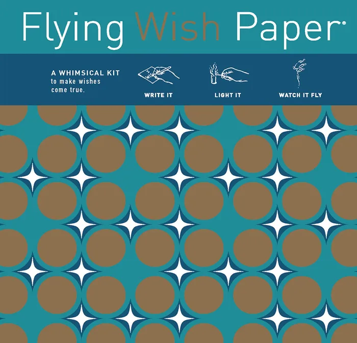 FLYING WISH PAPER Rings BLUE SHIMMER Large Kit with 50 Wishes accessories