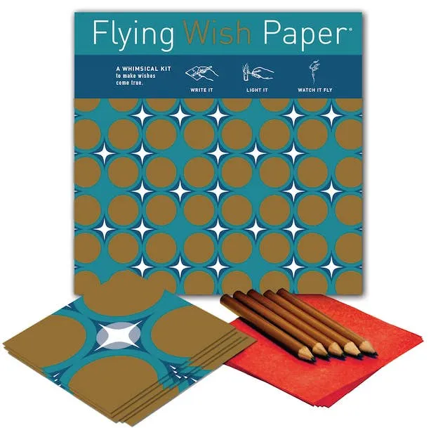 FLYING WISH PAPER Rings BLUE SHIMMER Large Kit with 50 Wishes accessories