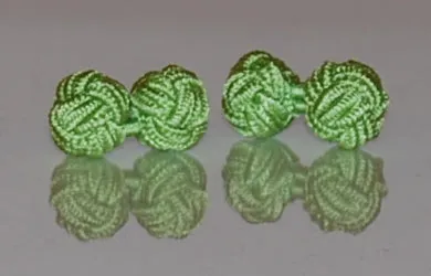 Head Shoulders Toes and Bows Rings Lime Green Silk Knot Cufflinks