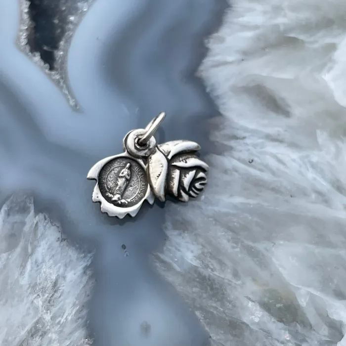 HeidiJHale Designs Necklaces Rose Slide Locket with Holy Mother Mary HeidiJHale Designs Necklaces Rose Slide Locket with Holy Mother Mary