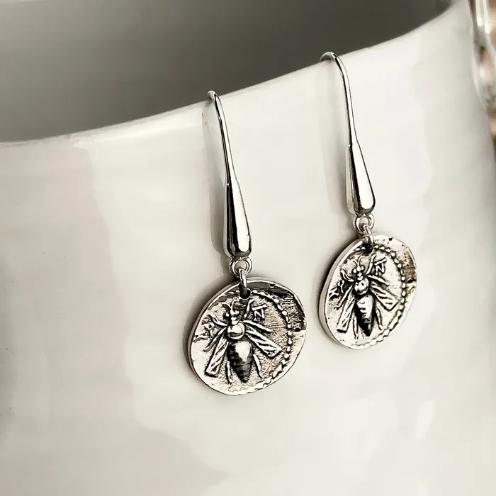 HeidiJHale Designs Sterling Silver Roman Bee Coin Rings