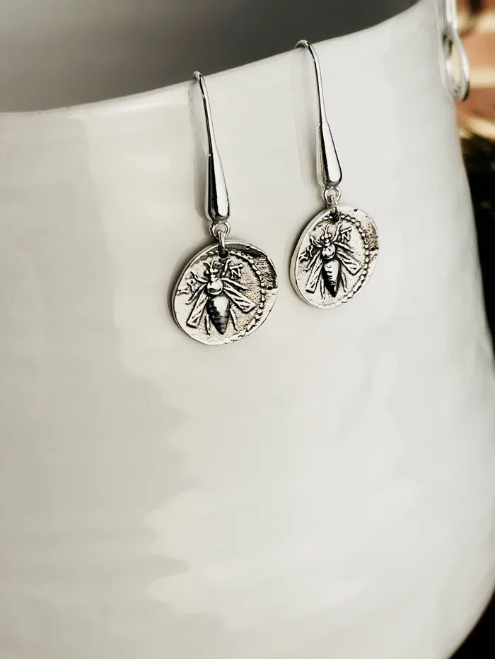HeidiJHale Designs Sterling Silver Roman Bee Coin Rings