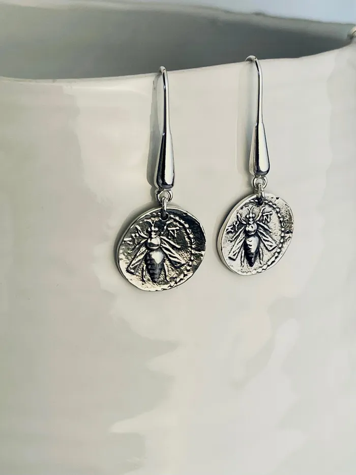 HeidiJHale Designs Sterling Silver Roman Bee Coin Rings