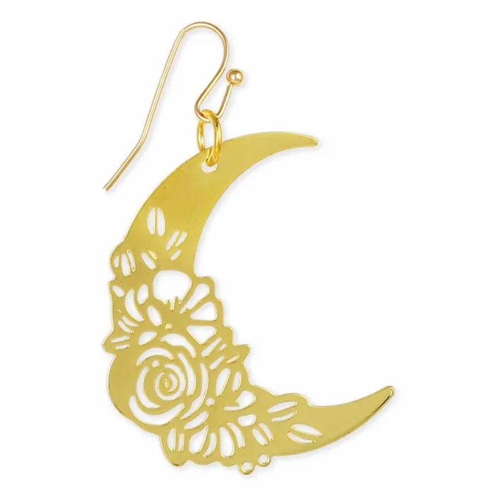 Lunar Flowers Gold Crescent Earrings ZAD Earrings
