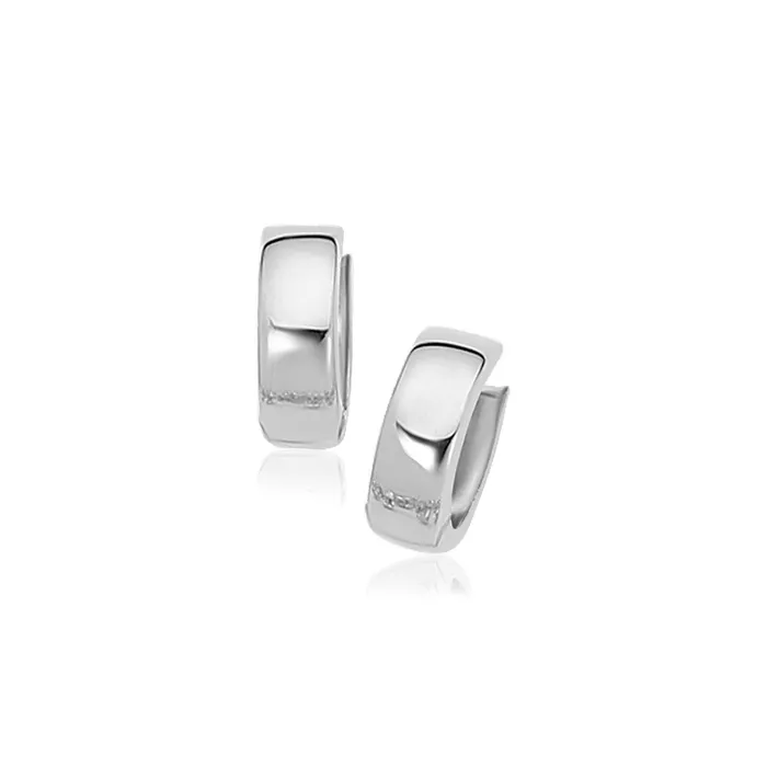 MayaMila 10k White Gold Snuggable Hoop Earrings Earrings