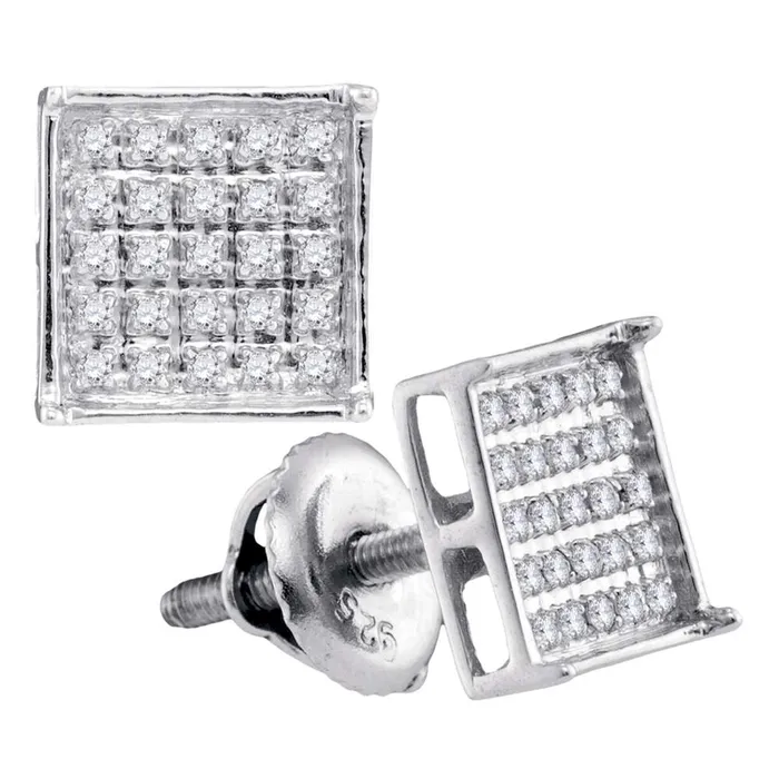 mayamila Earrings 10kt White Gold Unisex Round Diamond Square Cluster Stud Earrings 16 Cttw mayamila Earrings 10kt White Gold Unisex Round Diamond Square Cluster Stud Earrings 16 Cttw