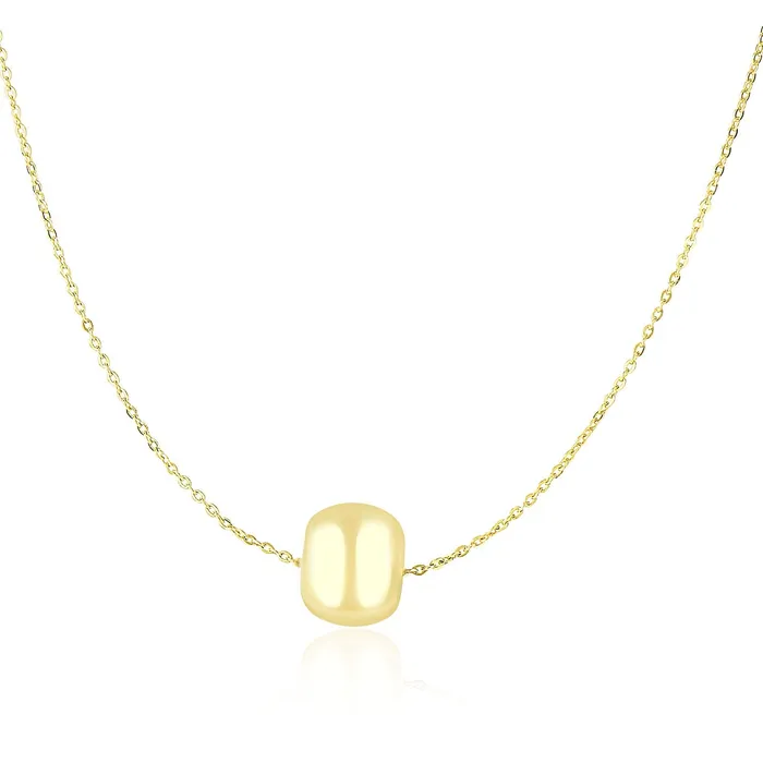 MayaMila Necklaces 14k Yellow Gold Necklace with Shiny Barrel Bead Charm MayaMila Necklaces 14k Yellow Gold Necklace with Shiny Barrel Bead Charm