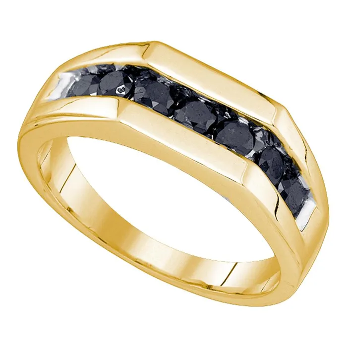 mayamila Rings 10kt Yellow Gold Mens Round Black Color Enhanced Diamond Wedding Band Ring 100 Cttw mayamila Rings 10kt Yellow Gold Mens Round Black Color Enhanced Diamond Wedding Band Ring 100 Cttw
