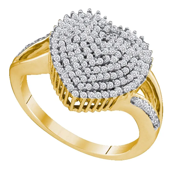 mayamila Rings 10kt Yellow Gold Womens Round Diamond Heart Love Cluster Ring 12 Cttw mayamila Rings 10kt Yellow Gold Womens Round Diamond Heart Love Cluster Ring 12 Cttw