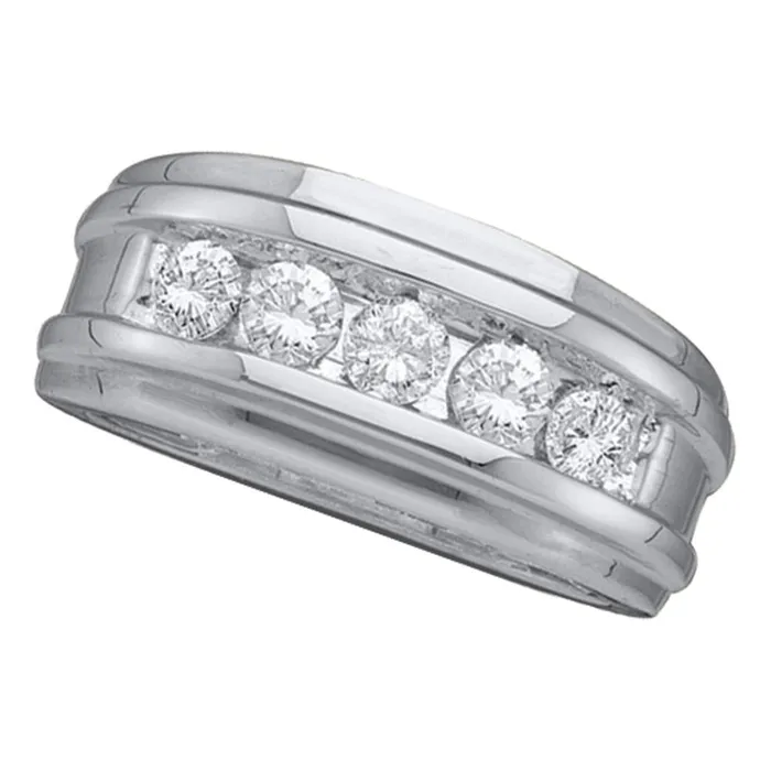 mayamila Rings 14kt White Gold Mens Round Diamond Wedding Band Ring 100 Cttw mayamila Rings 14kt White Gold Mens Round Diamond Wedding Band Ring 100 Cttw