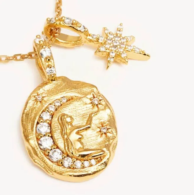 Mini Pendant Talisman Protect 14K Gold Steel Necklace HoopLa Style Necklaces