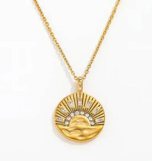 Mini Pendant Talisman Protect 14K Gold Steel Necklace HoopLa Style Necklaces