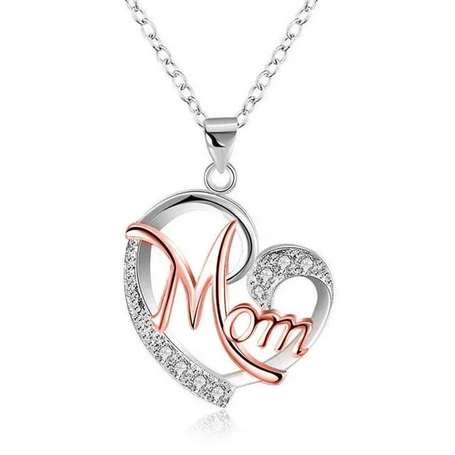 Necklaces Juzan Jewelry MOM Big Heart Pendant Necklace