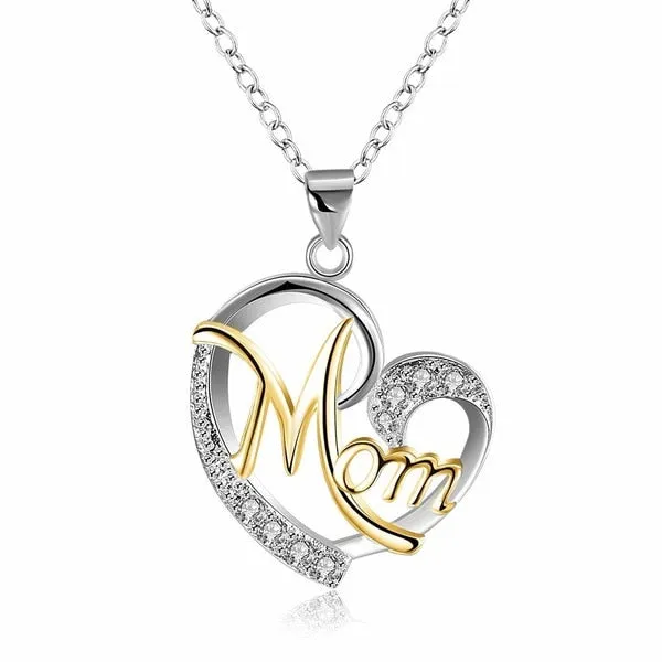 Necklaces Juzan Jewelry MOM Big Heart Pendant Necklace