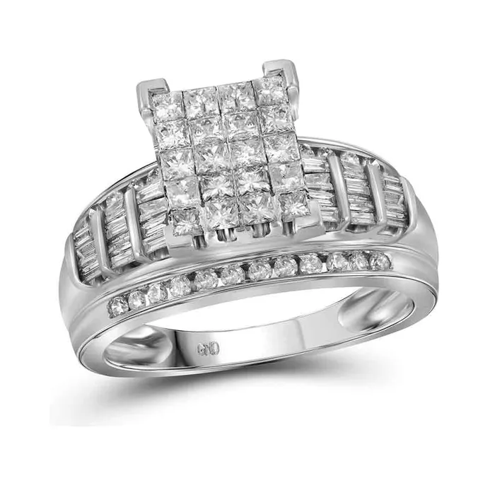 Rings mayamila 10kt White Gold Womens Princess Diamond Cluster Bridal Wedding Engagement Ring 200 Cttw Size 6 Rings mayamila 10kt White Gold Womens Princess Diamond Cluster Bridal Wedding Engagement Ring 200 Cttw Size 6