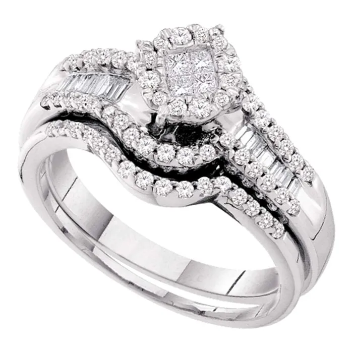Rings mayamila 14kt White Gold Womens Princess Diamond Bridal Wedding Engagement Ring Band Set 58 Cttw Rings mayamila 14kt White Gold Womens Princess Diamond Bridal Wedding Engagement Ring Band Set 58 Cttw