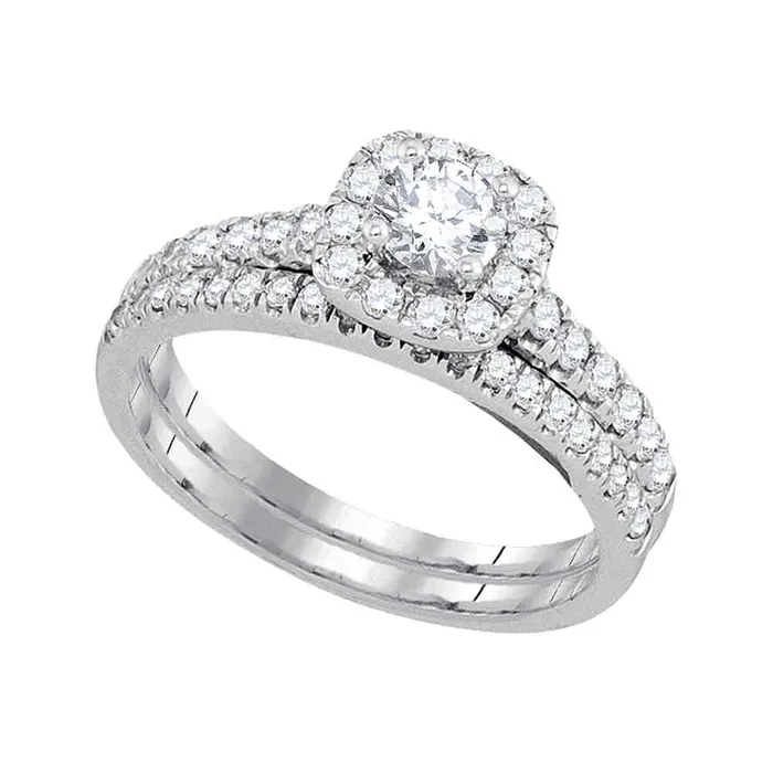 Rings mayamila 14kt White Gold Womens Round Diamond Halo Bridal Wedding Engagement Ring Band Set 100 Cttw Rings mayamila 14kt White Gold Womens Round Diamond Halo Bridal Wedding Engagement Ring Band Set 100 Cttw