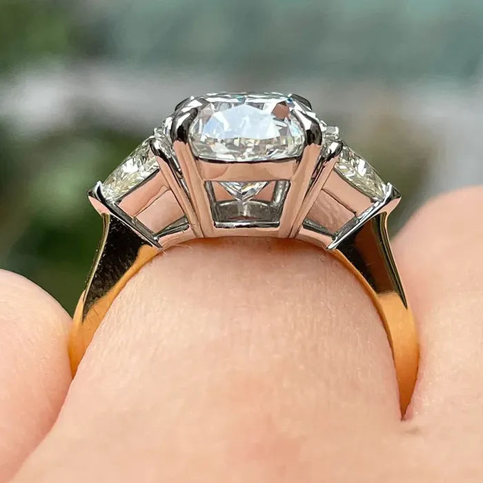 Rings shineofdiamond TwoTone Oval Cut Three Stone Engagement Ring In Sterling Silver