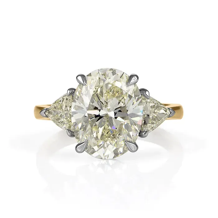 Rings shineofdiamond TwoTone Oval Cut Three Stone Engagement Ring In Sterling Silver