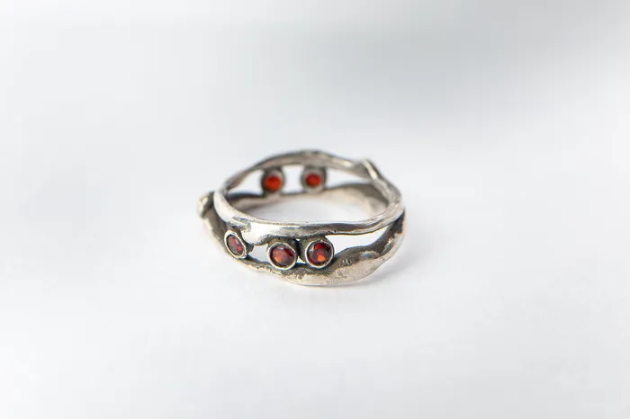 Seanna Poirier Rings Double Banded Garnet ring