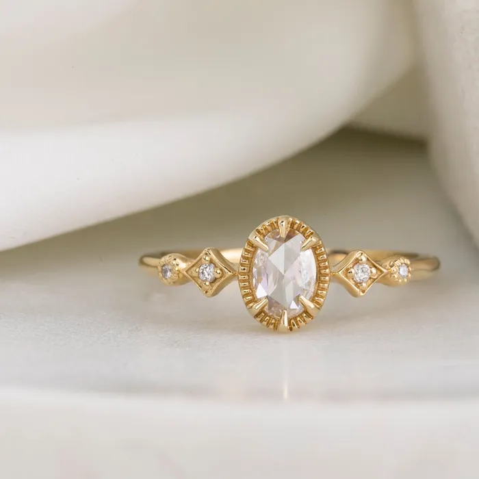 Stella Ring 029ct Oval Rose Cut Diamond 14k Yellow Gold One of a kind Envero Jewelry Rings Stella Ring 029ct Oval Rose Cut Diamond 14k Yellow Gold One of a kind Envero Jewelry Rings
