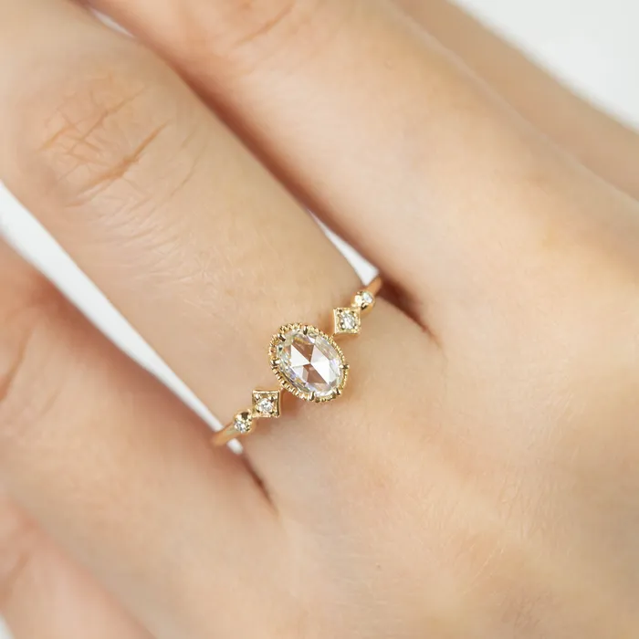 Stella Ring 029ct Oval Rose Cut Diamond 14k Yellow Gold One of a kind Envero Jewelry Rings Stella Ring 029ct Oval Rose Cut Diamond 14k Yellow Gold One of a kind Envero Jewelry Rings