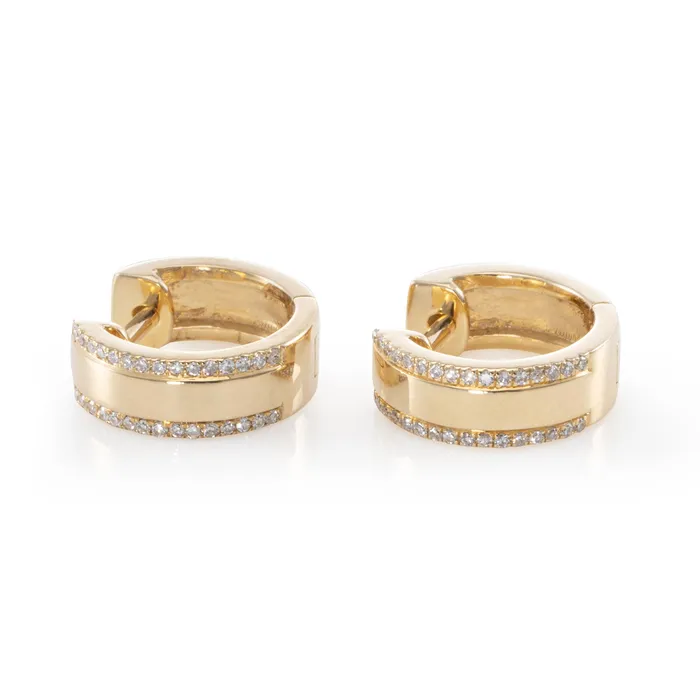 Zofia Day Petite Thick Gold Huggies with Pave Trim Yellow Gold Pave Diamonds Earrings Zofia Day Petite Thick Gold Huggies with Pave Trim Yellow Gold Pave Diamonds Earrings