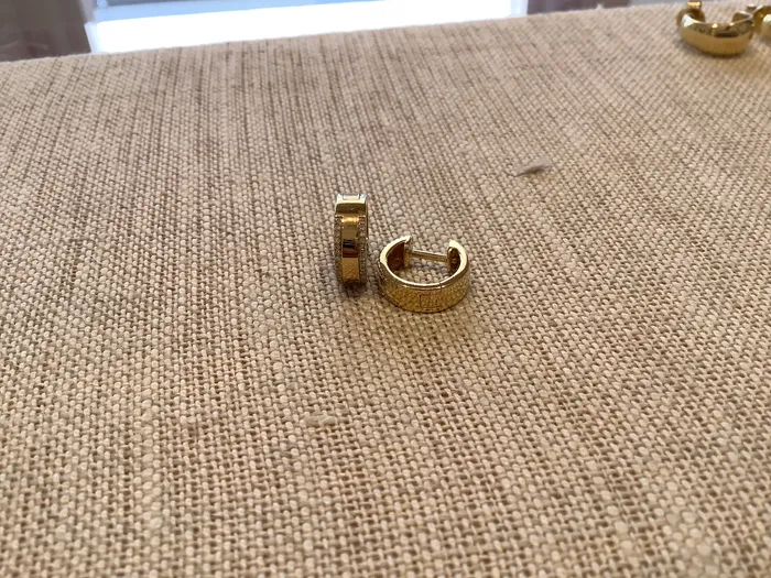 Zofia Day Petite Thick Gold Huggies with Pave Trim Yellow Gold Pave Diamonds Earrings