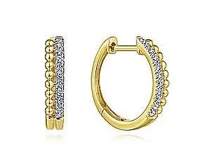 14K Yellow Gold Bujukan Pave 10mm Diamond Huggie Earrings GABRIEL CO Earrings 14K Yellow Gold Bujukan Pave 10mm Diamond Huggie Earrings GABRIEL CO Earrings