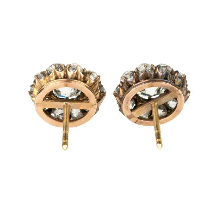 Bell Bird Antiques Early 20th Century Diamond Cluster Earrings Earrings