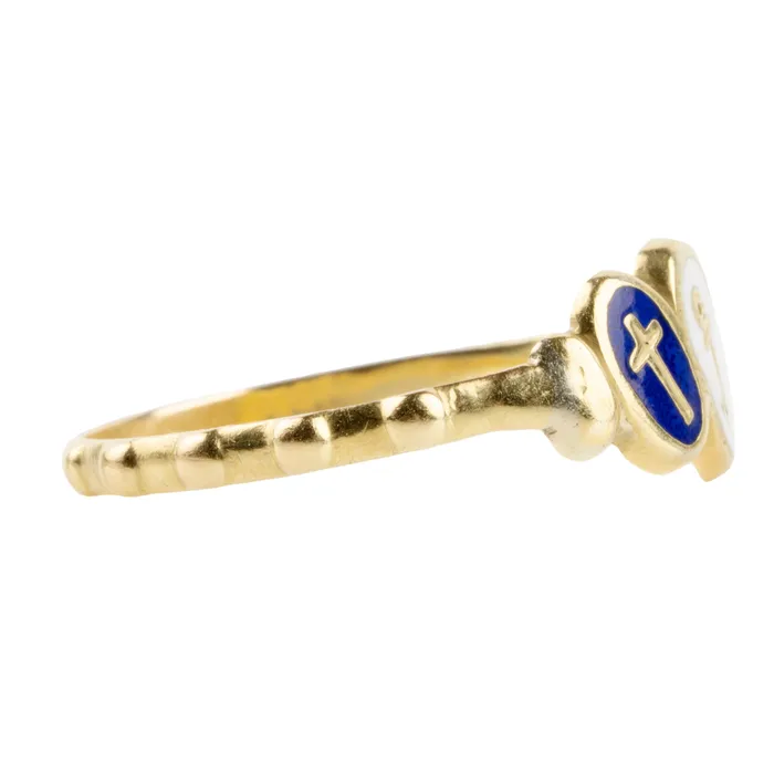 Bell Bird Antiques Rings 19th Century French Faith Hope and Charity Rosary Ring