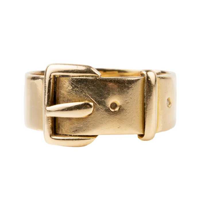 Bell Bird Antiques Rings Victorian Era Gold Buckle Ring
