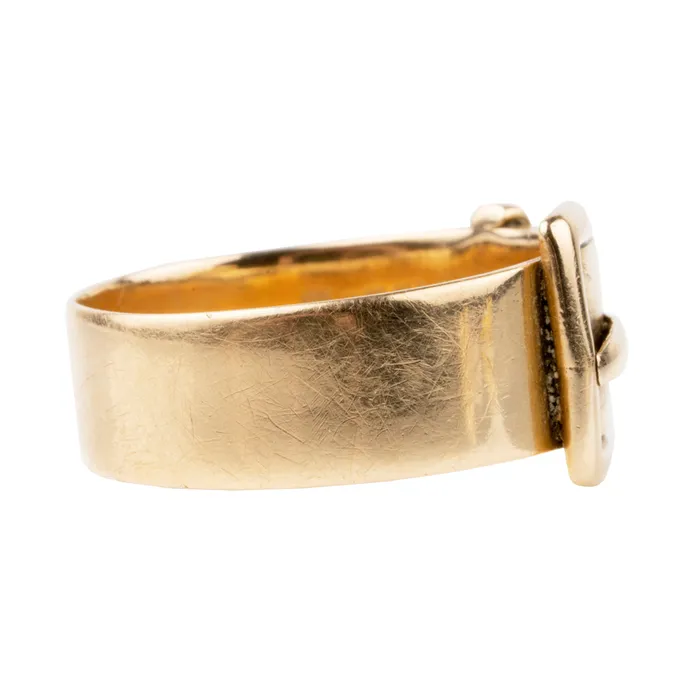 Bell Bird Antiques Rings Victorian Era Gold Buckle Ring