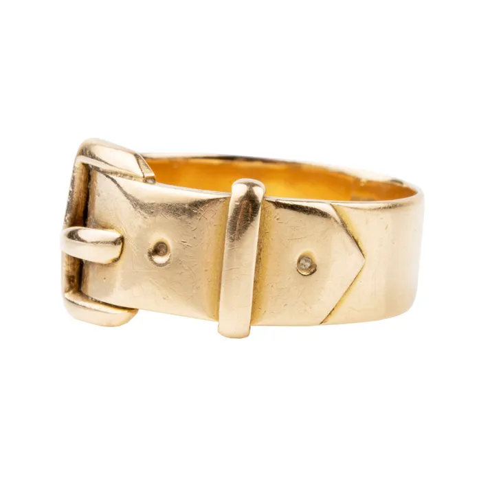 Bell Bird Antiques Rings Victorian Era Gold Buckle Ring