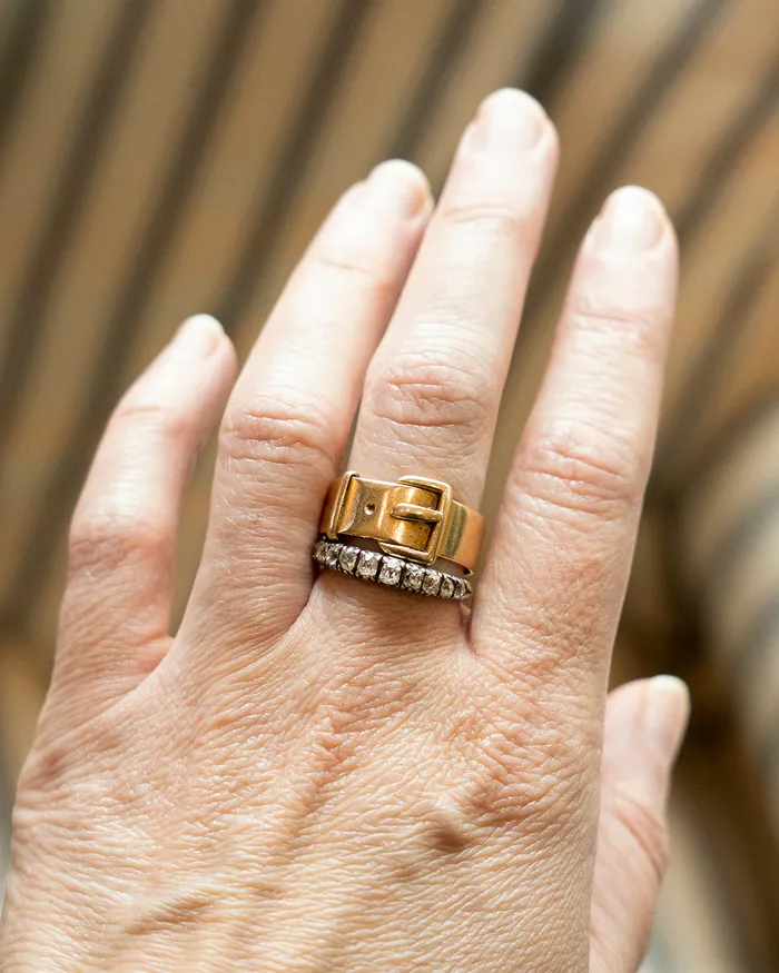 Bell Bird Antiques Rings Victorian Era Gold Buckle Ring