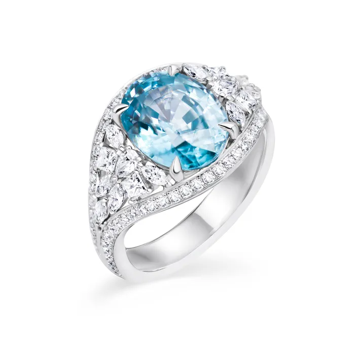 Blue Zirconium Marquise Diamond Ring Polachecks Collection Rings