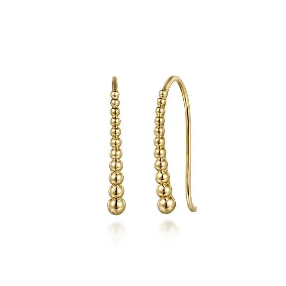 Earrings 14K Yellow Plain Gold Graduating Bujukan Ball Drop Frenchwire Earrings GABRIEL CO Earrings 14K Yellow Plain Gold Graduating Bujukan Ball Drop Frenchwire Earrings GABRIEL CO