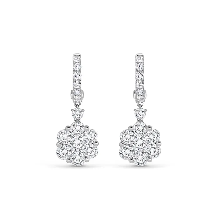 Earrings Polachecks Collection Diamond Flower Drop Earrings