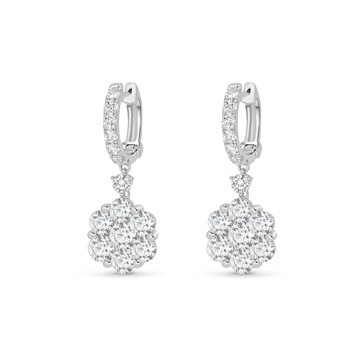 Earrings Polachecks Collection Diamond Flower Drop Earrings