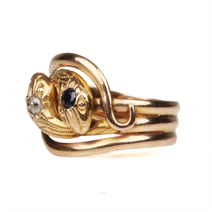 Edwardian Double Snake Ring Bell Bird Antiques Rings
