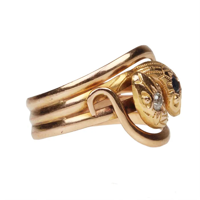 Edwardian Double Snake Ring Bell Bird Antiques Rings