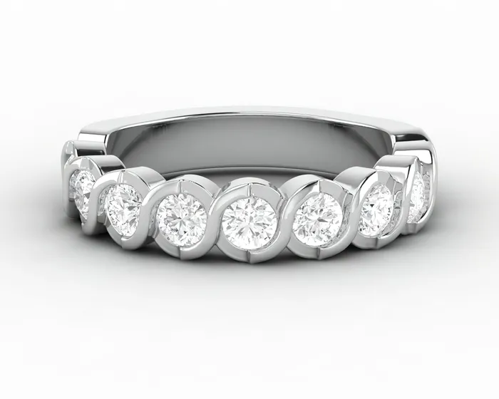 Eliza 10 Ct Bezel Set Half Eternity Wedding Band Sapheena Jewelry Rings