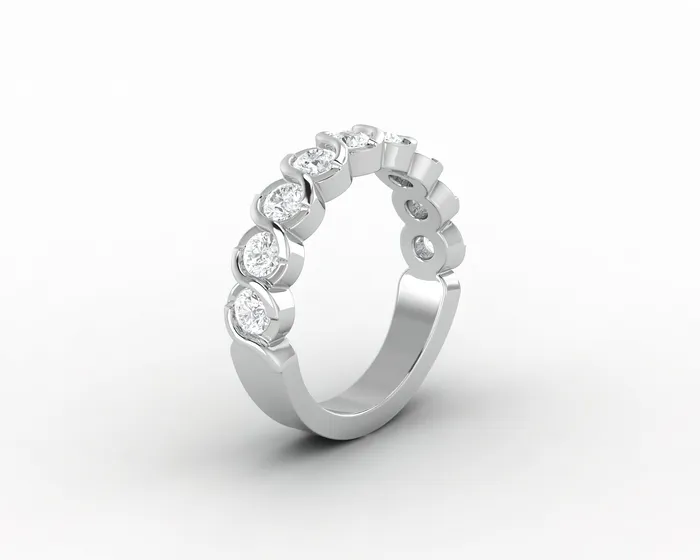Eliza 10 Ct Bezel Set Half Eternity Wedding Band Sapheena Jewelry Rings