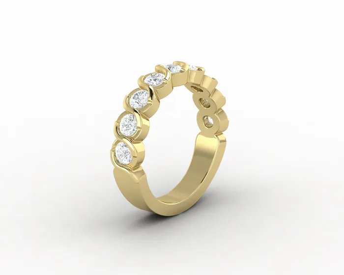 Eliza 10 Ct Bezel Set Half Eternity Wedding Band Sapheena Jewelry Rings