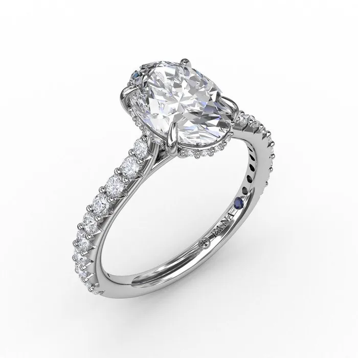 FANA Classic Oval Diamond Solitaire Engagement Ring With Hidden Pav Halo Rings FANA Classic Oval Diamond Solitaire Engagement Ring With Hidden Pav Halo Rings