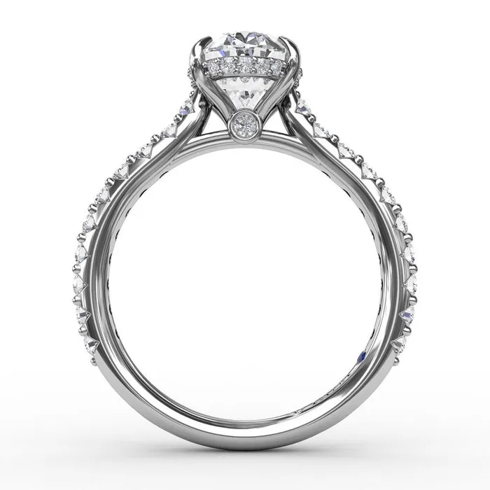 FANA Classic Oval Diamond Solitaire Engagement Ring With Hidden Pav Halo Rings FANA Classic Oval Diamond Solitaire Engagement Ring With Hidden Pav Halo Rings
