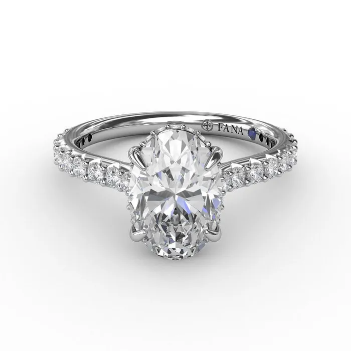 FANA Classic Oval Diamond Solitaire Engagement Ring With Hidden Pav Halo Rings FANA Classic Oval Diamond Solitaire Engagement Ring With Hidden Pav Halo Rings